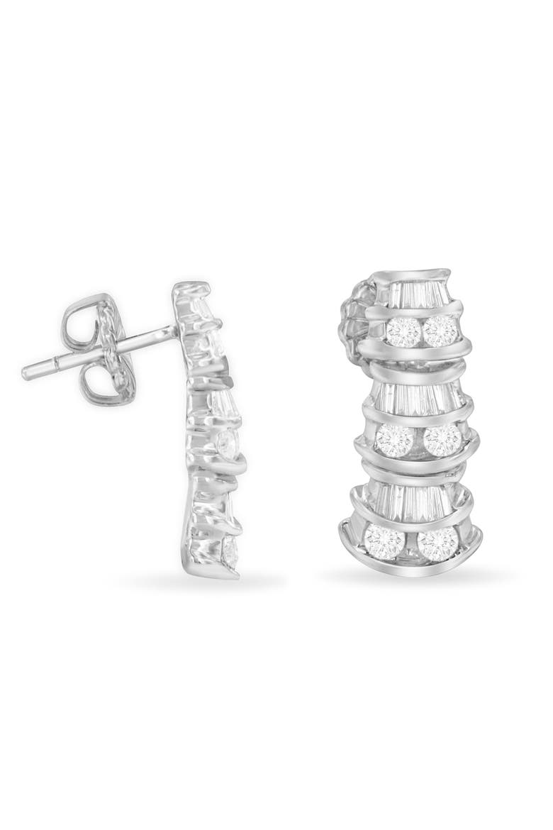14KT White Gold 7/8 cttw Diamond Dangle Multi Row Earrings, Alternate, color, White