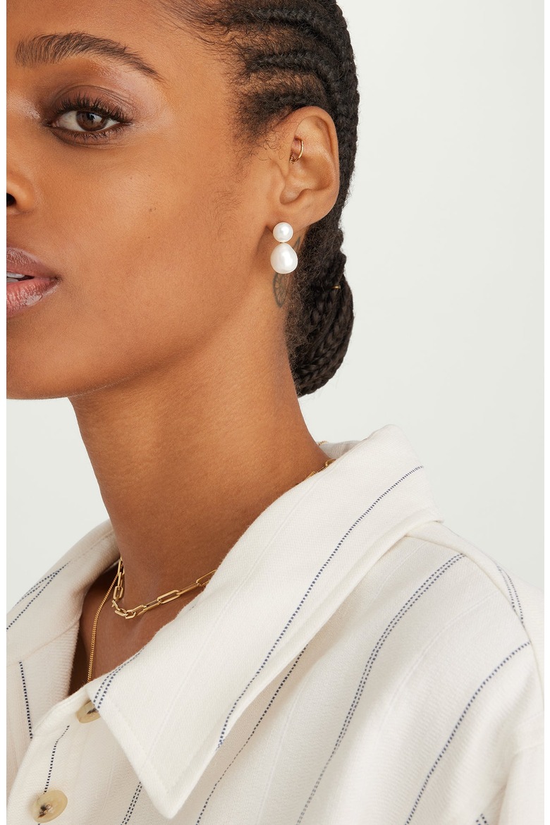 Bold Pearl Drop Earrings, Alternate, color, Gold / Pearl