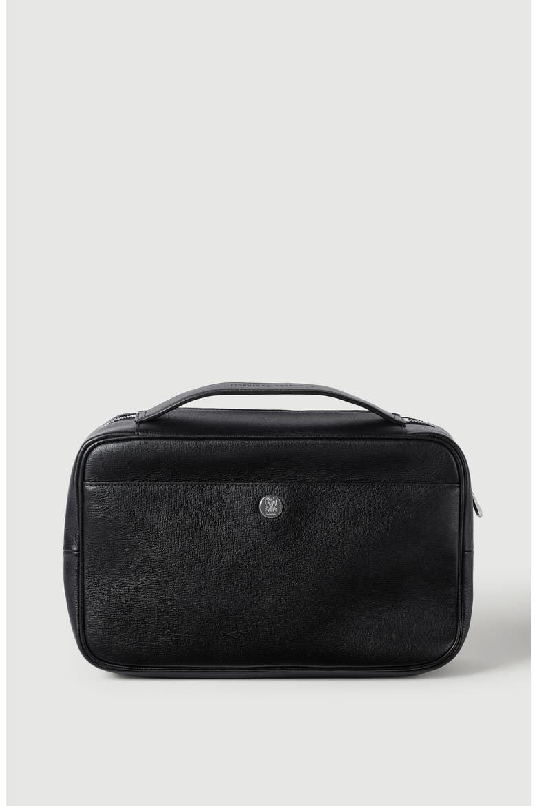 Grained leather travel beauty case, Alternate, color, Black