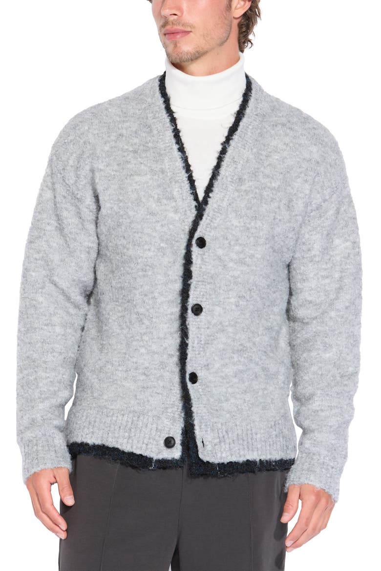 Cambridge Contrast Trim Cardigan, Main, color, HTHR GREY