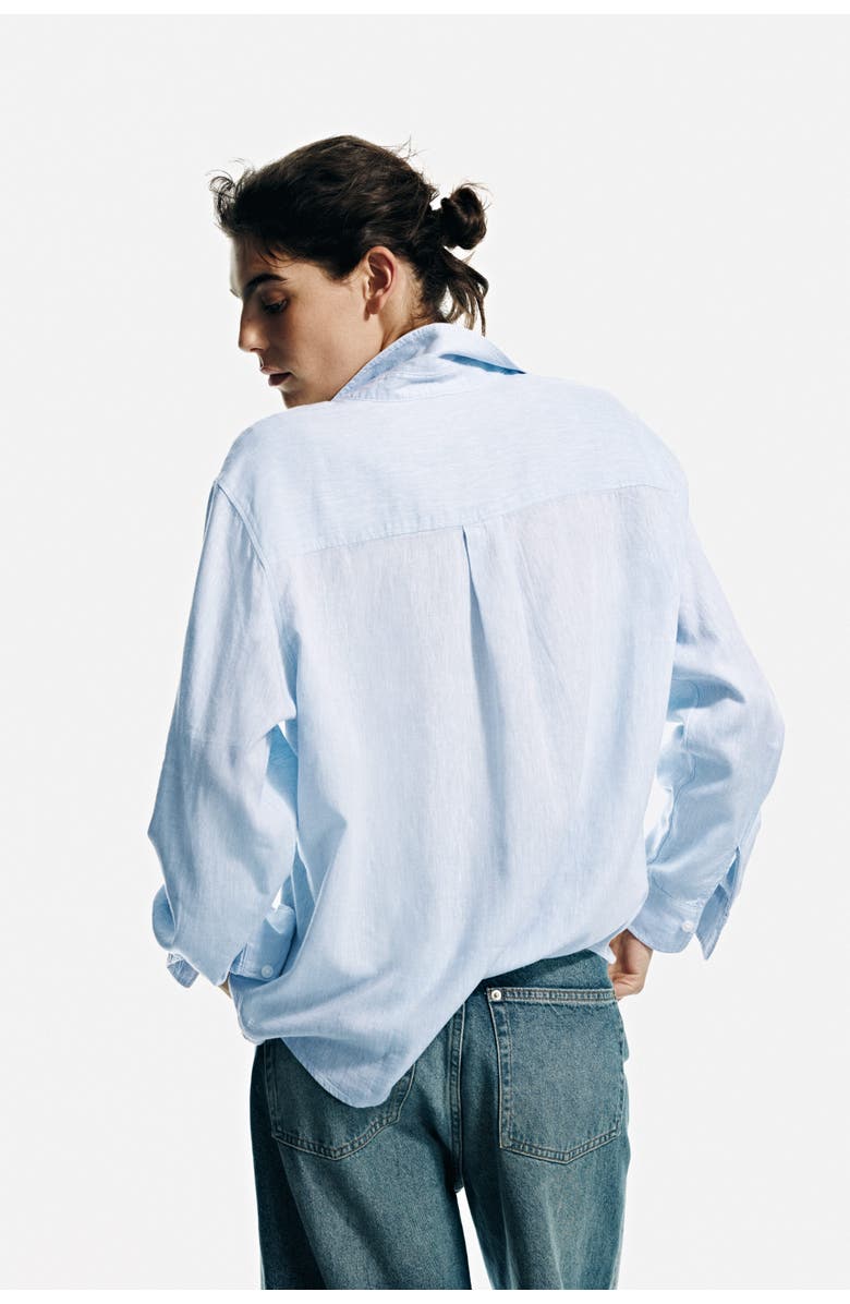 H&M Linen-blend Shirt, Alternate, color, Light Blue
