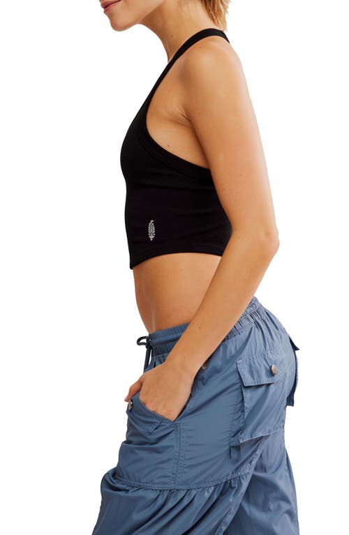 Shop Free People All Clear Crop Racerback Tank In Black
