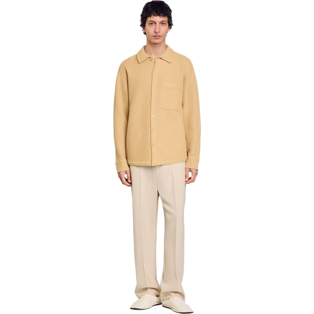 Sandro Oversized Knit Shirt In Nut