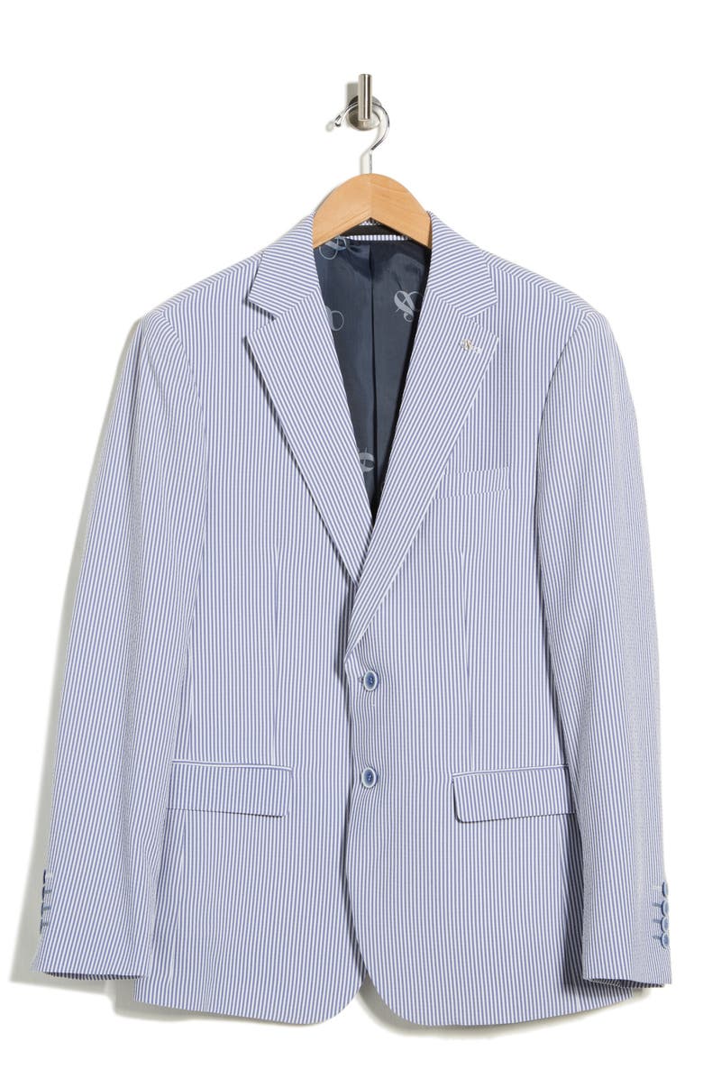 Scotch & Soda Seersucker Modern Fit Sport Coat, Alternate, color, Navy/White