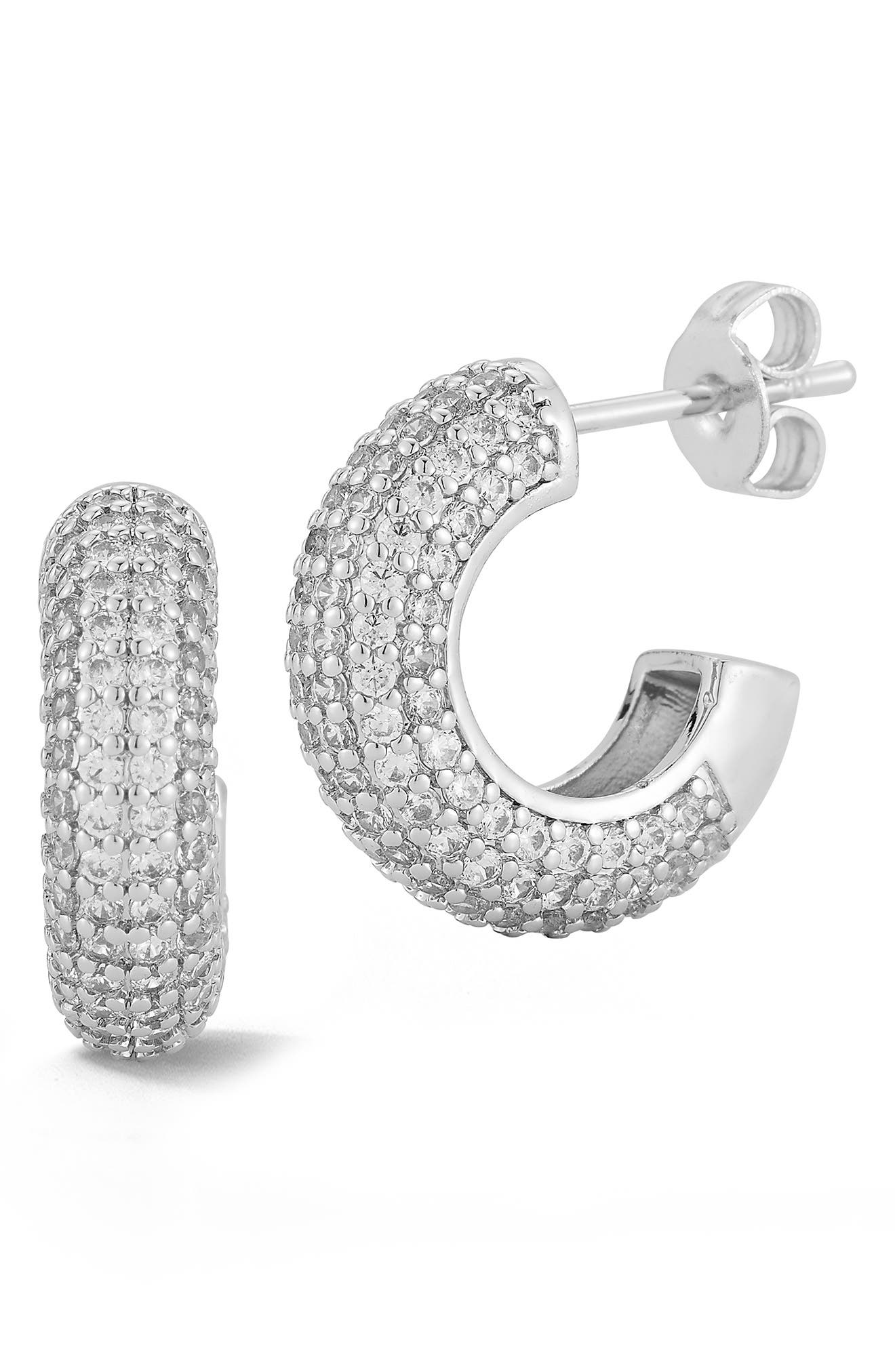 GLAZE JEWELRY Pavé Cubic Zirconia Hoop Earrings