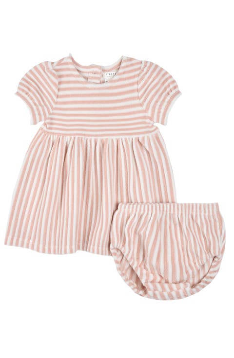 Stripe Terry Cloth Dress & Bloomers Set
