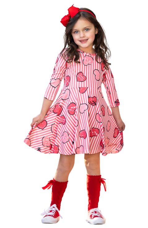 Girls SmileyWorld Love Stamped Skater Dress (Toddler, Little Kid & Big Kid)