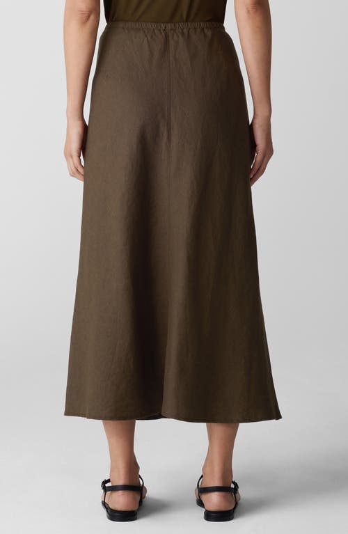 Eileen Fisher Bias Cut Organic Linen A-line Skirt In Brown