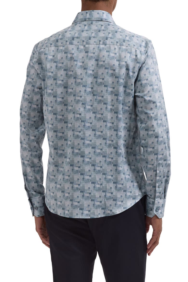 Axel Trim Fit Abstract Mosaic Print Stretch Cotton Button-Up Shirt, Alternate, color, ETHER
