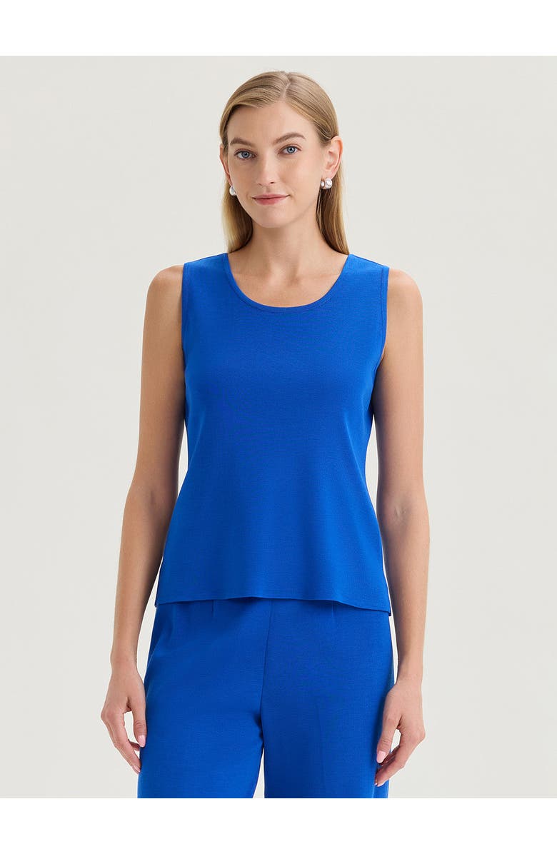 Misook Double Scoop Neck Mylana Knit Tank, Main, color, Aegean Blue