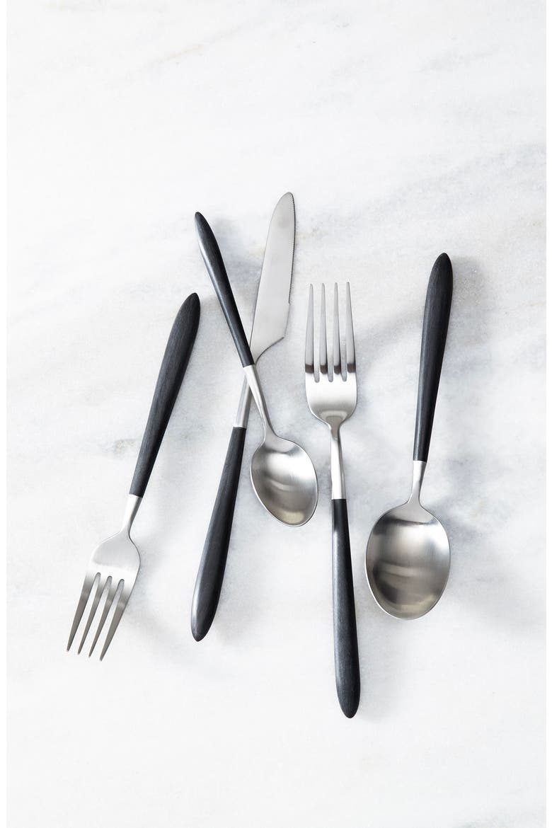 Velo 20-Piece Flatware Set, Alternate, color, BLACK
