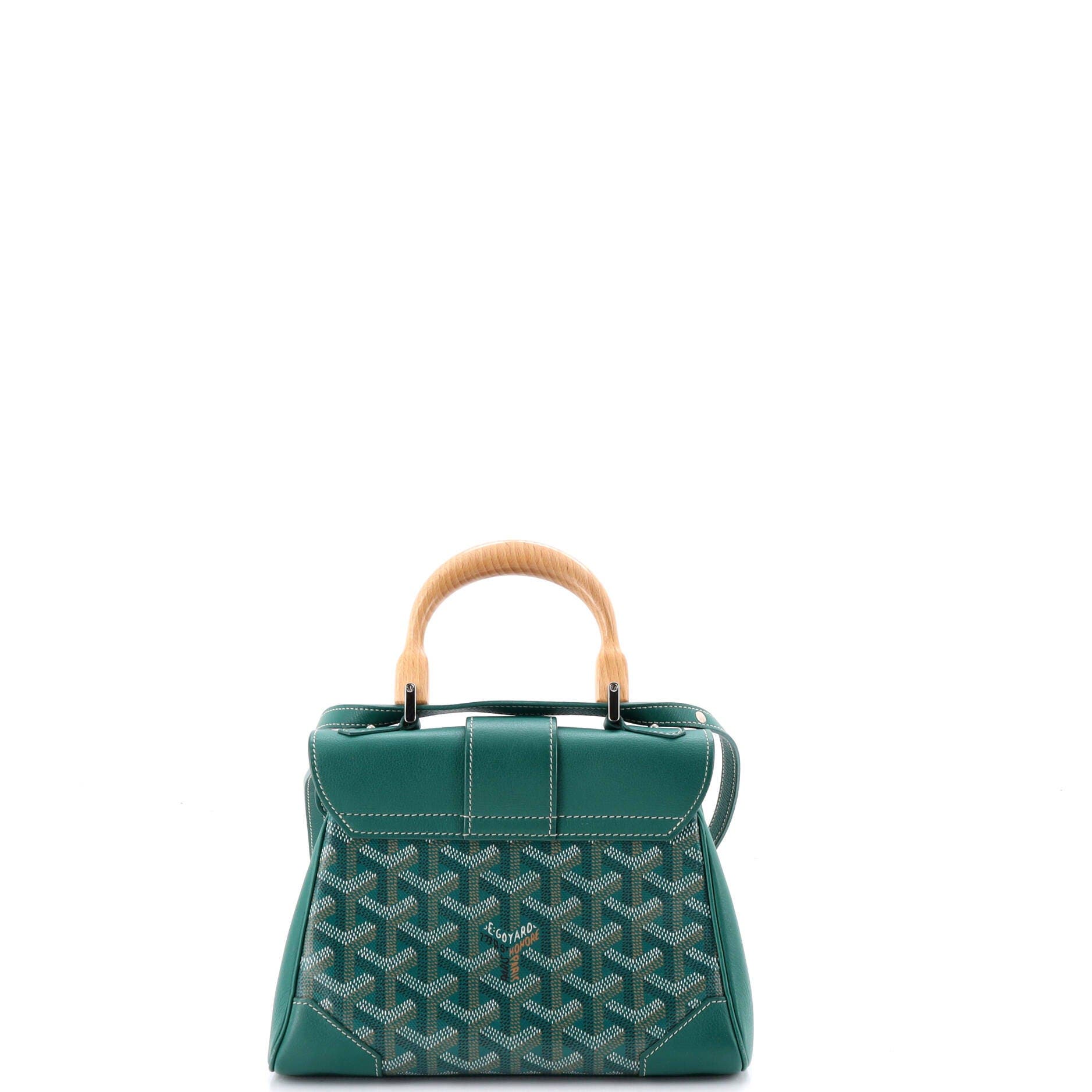 Pre-Owned Goyard Structured Saigon Top Handle Bag Coated Canvas with Leather Mini, Alternate, color, Green