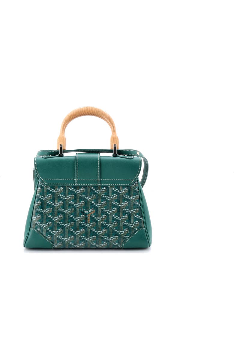 Pre-Owned Goyard Structured Saigon Top Handle Bag Coated Canvas with Leather Mini, Alternate, color, Green