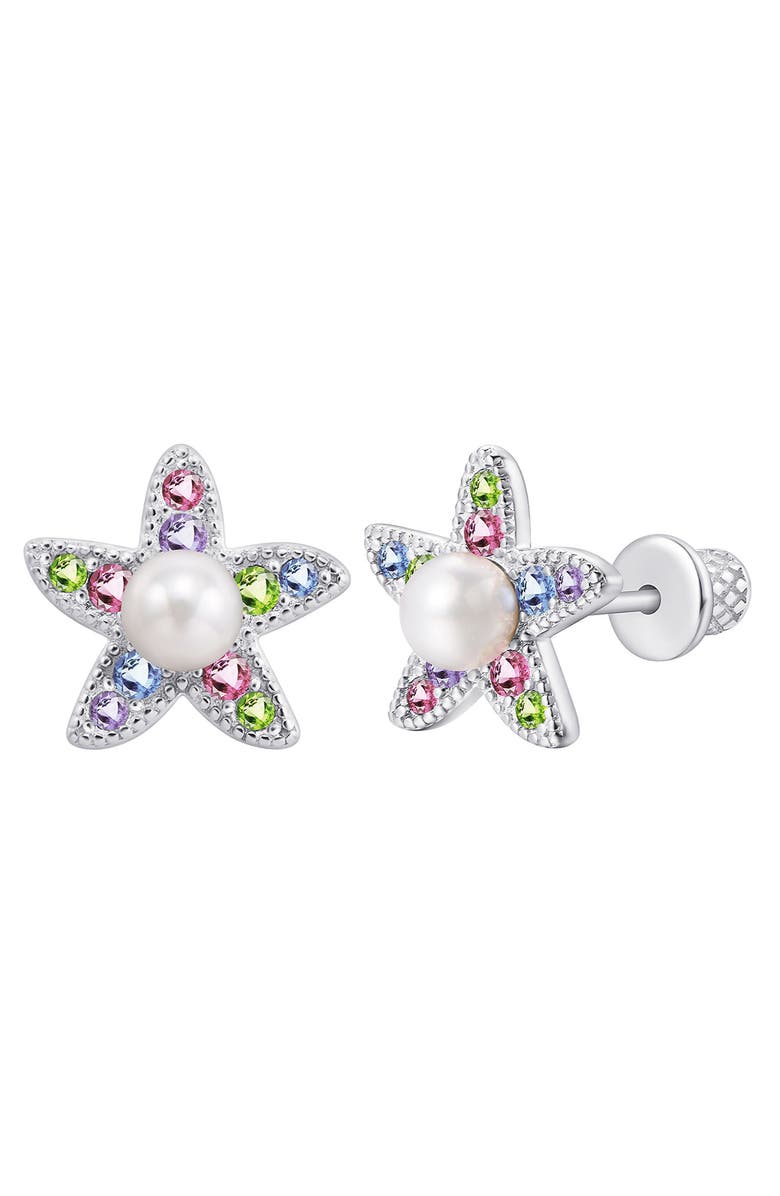 Chanteur Kids' Starfish Faux Pearl Stud Earrings, Main, color, White Multi