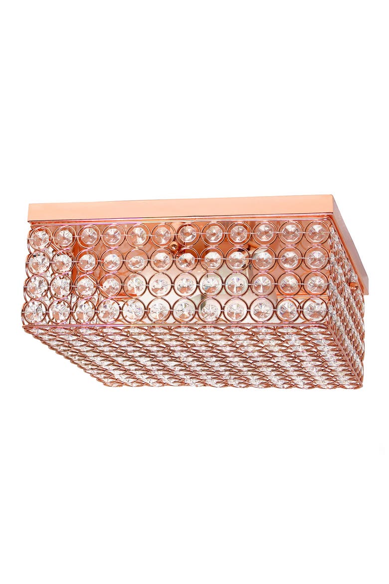 Glam 2 Light Square Crystal Flush Mount, Main, color, ROSE GOLD