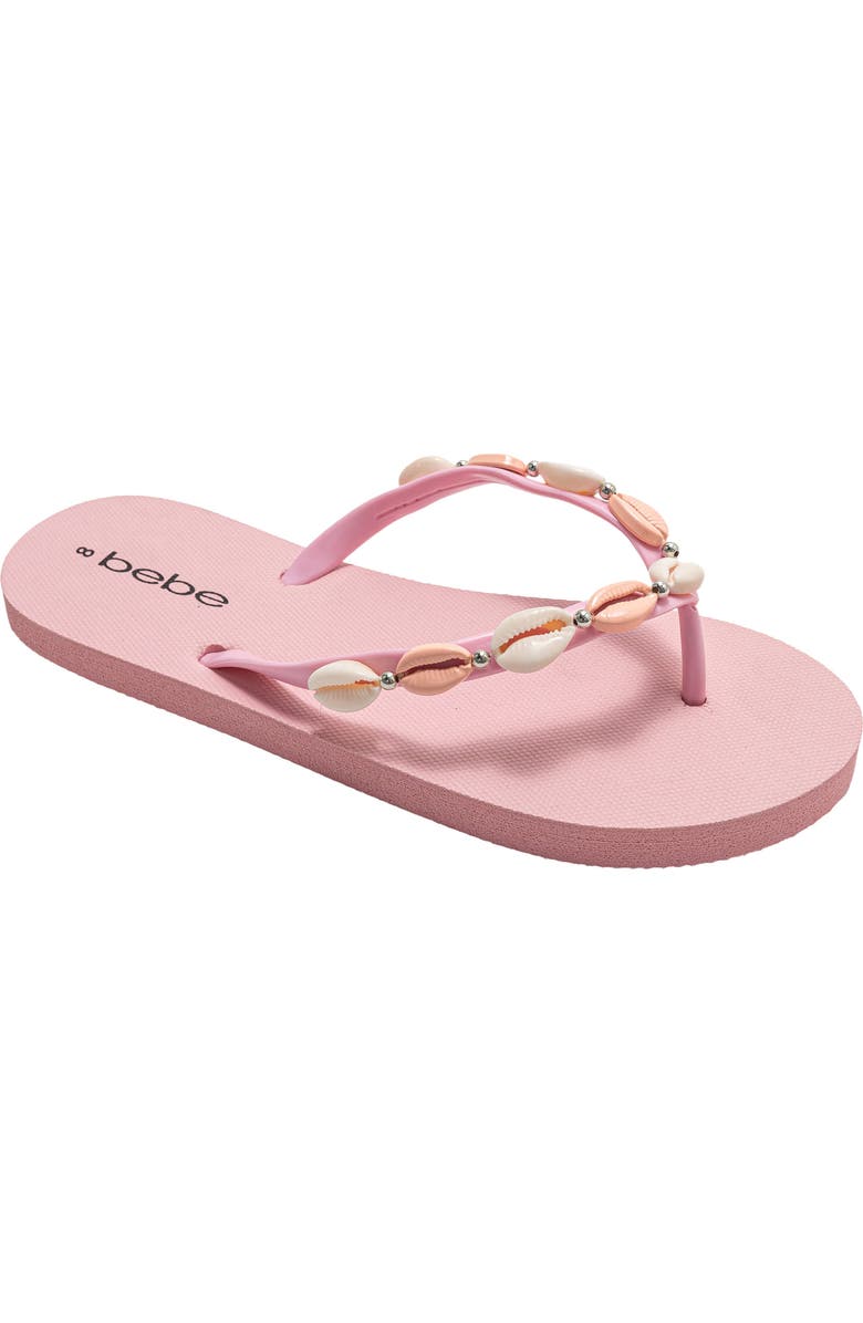 bebe Seashell Flip Flop, Main, color, Light Pink