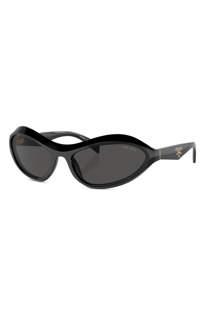 Prada 63mm Oversize Oval Sunglasses, Alternate, color, Dark Grey
