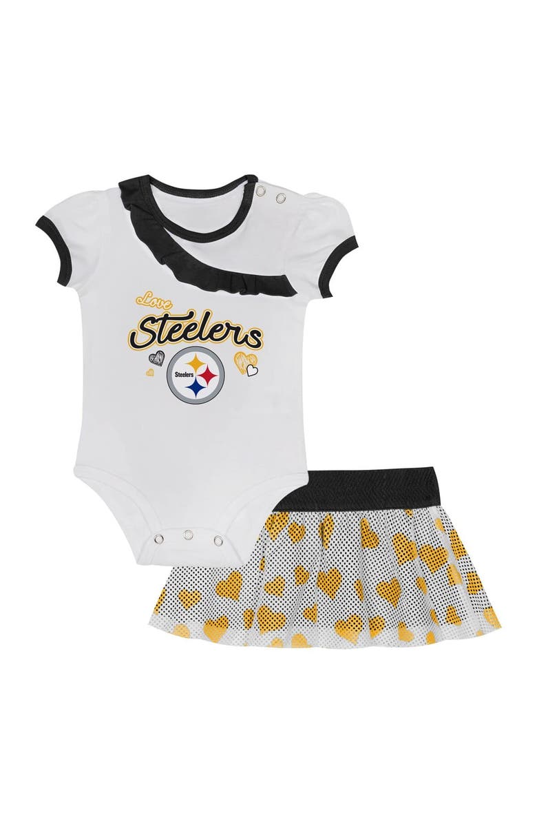 Outerstuff Newborn & Infant Pittsburgh Steelers Love My Team Bodysuit & Skirt Set, Main, color, 