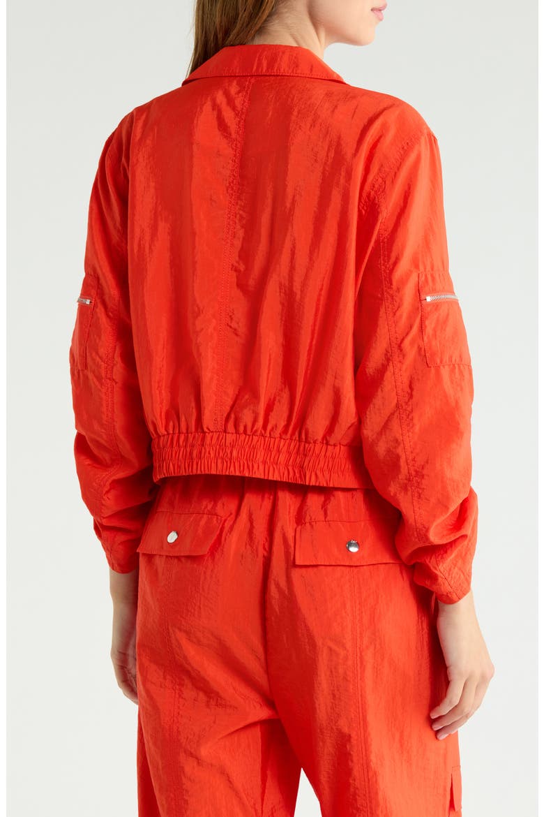 Genevive Ruched Sleeve Jacket, Alternate, color, CHERRY TOMATO