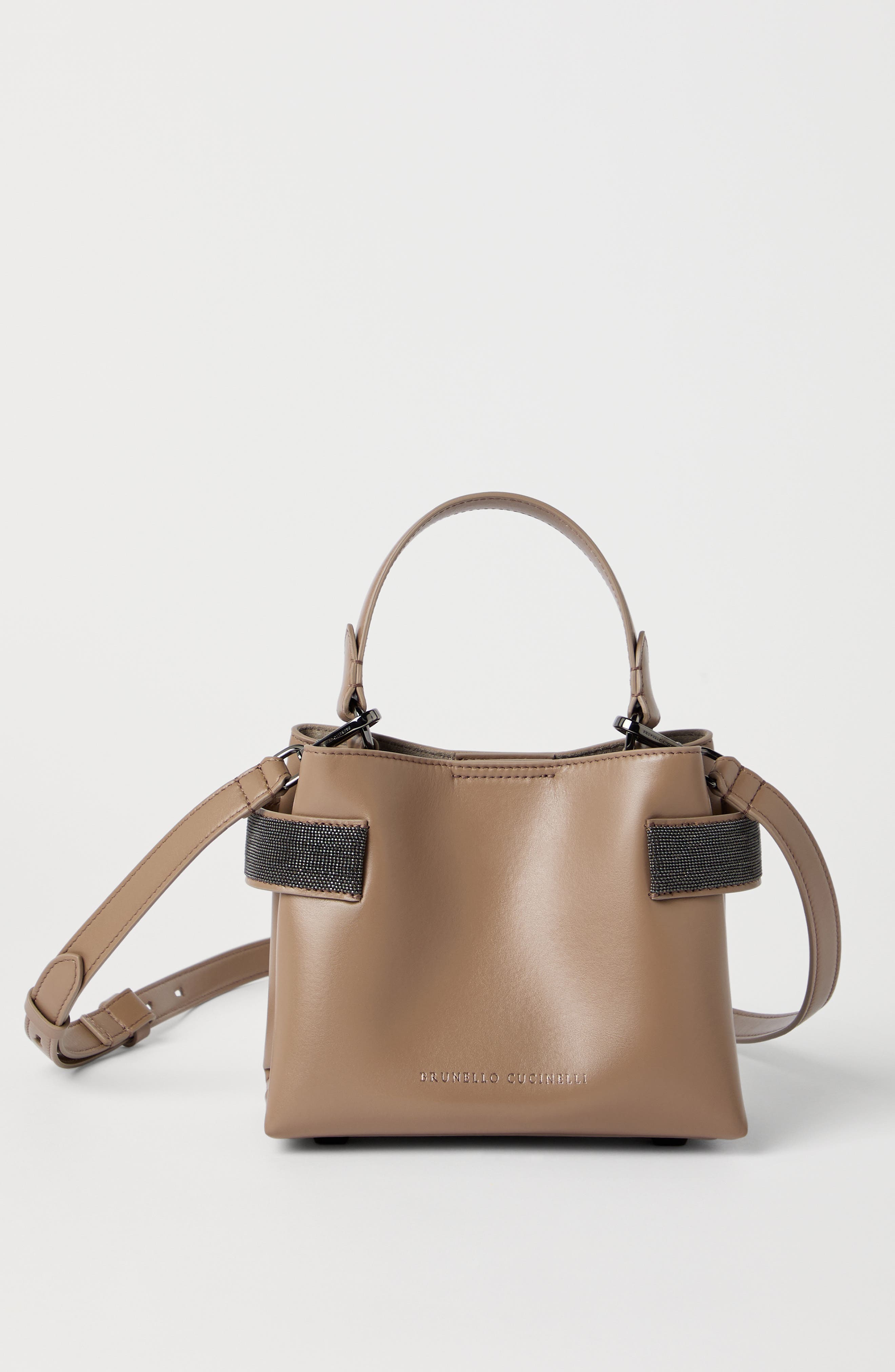 Brunello Cucinelli Small Top-Handle Essence bag, Alternate, color, Hazelnut