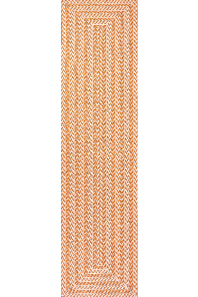 Chevron Modern Concentric Squares Indoor/Outdoor Area Rug, Main, color, Orange/Cream