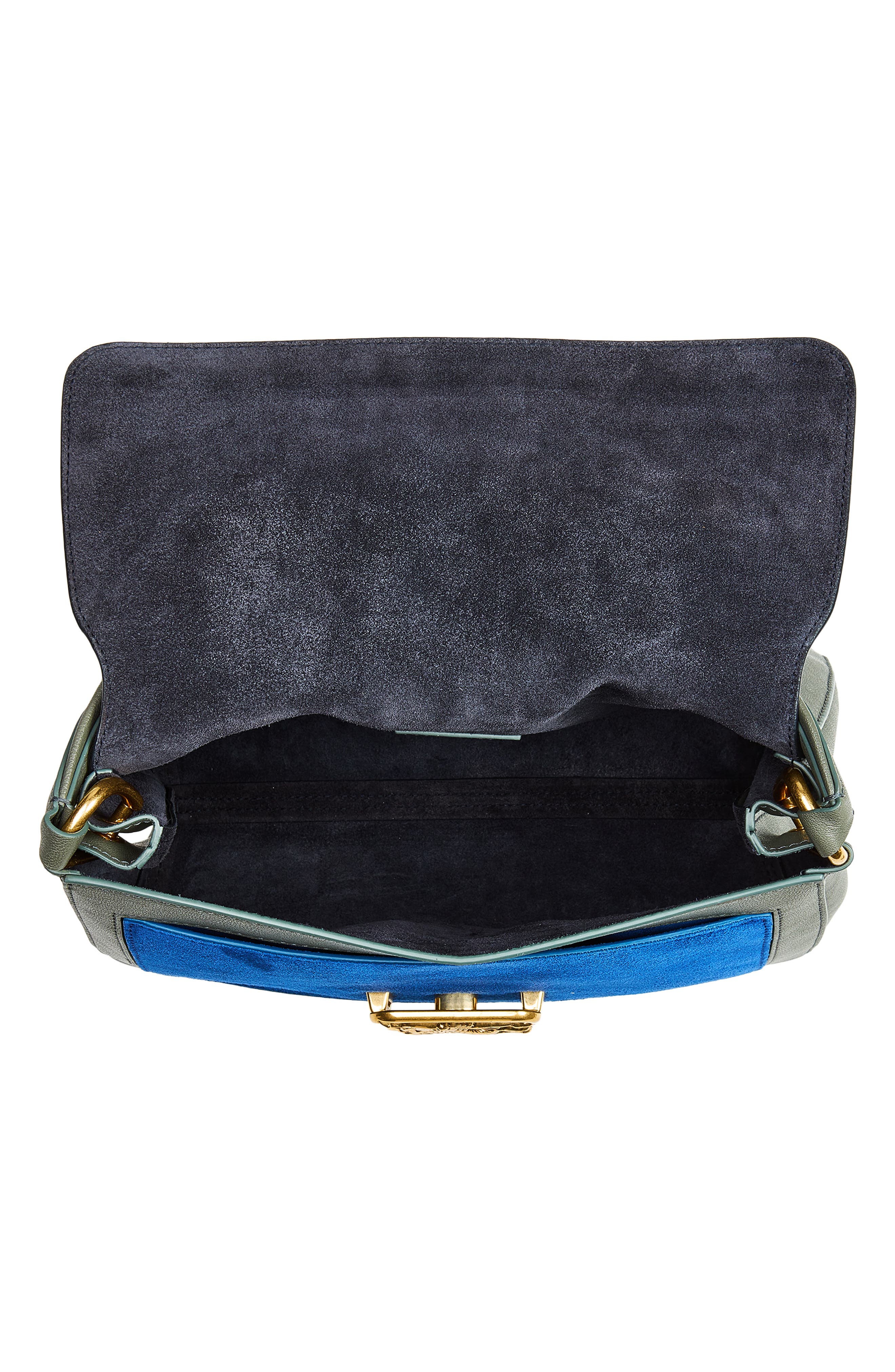 Burberry Small Rider Colorblock Leather Top Handle Bag, Alternate, color, Indigo/ Sf Blue/ Aqua