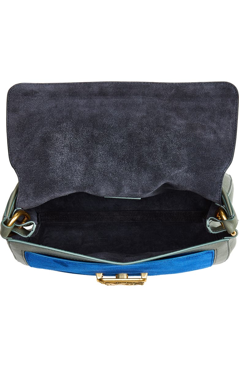 Burberry Small Rider Colorblock Leather Top Handle Bag, Alternate, color, Indigo/ Sf Blue/ Aqua