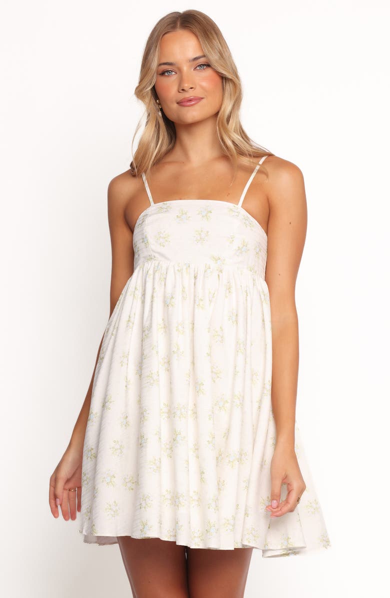 Petal & Pup Indira Sleeveless Minidress, Alternate, color, Ivory Blue Floral