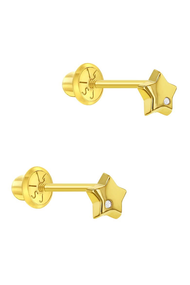 14k Genuine Diamond Star Earrings, Alternate, color, Gold