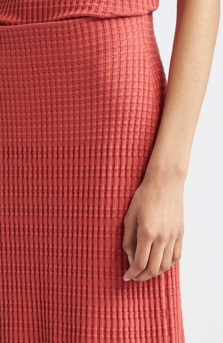 Lafayette 148 New York Mixed Rib Pull-On Knit Skirt, Alternate, color, Red Brick