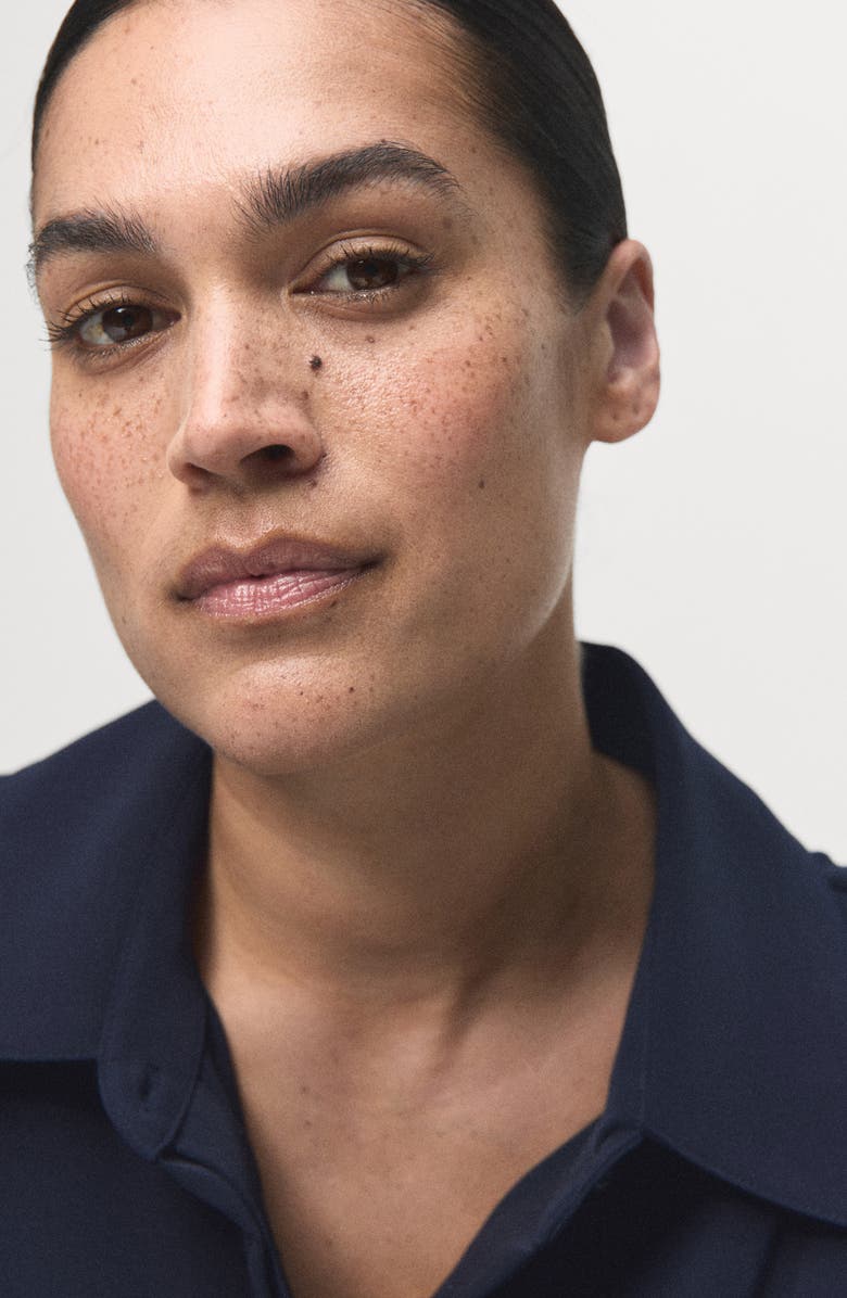 MANGO Long Sleeve Belted Shirtdress, Alternate, color, Navy