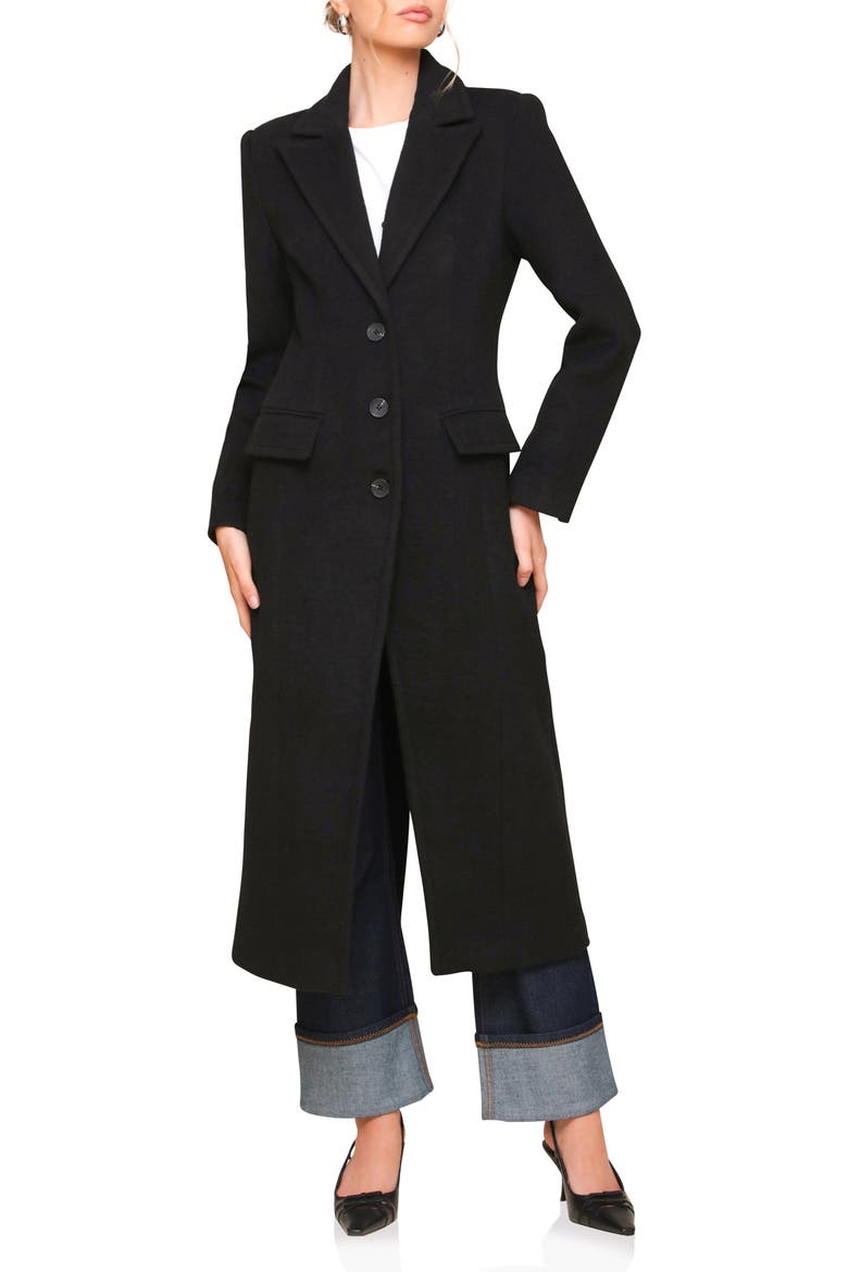 Cutaway Tailored Maxi Coat, Main, color, BLACK