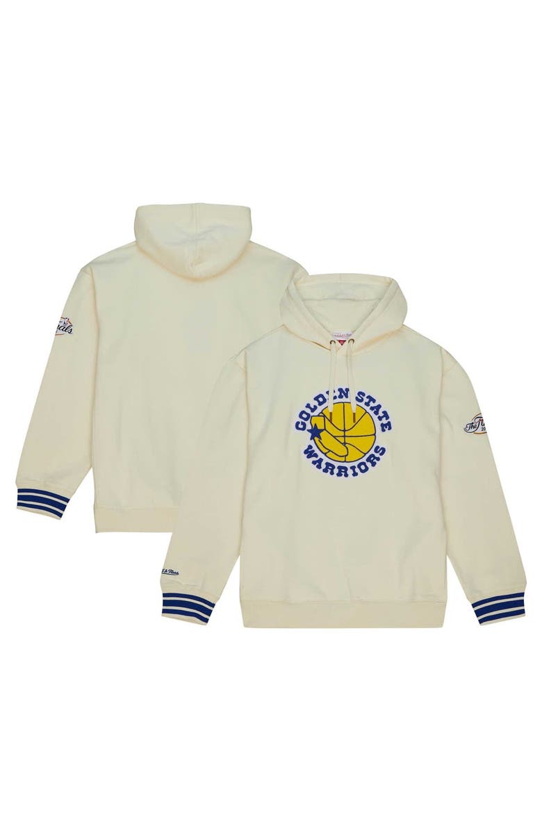 Mitchell & Ness Men's Mitchell & Ness Cream Golden State Warriors Chainstitch Felt Pullover Hoodie, Alternate, color, 