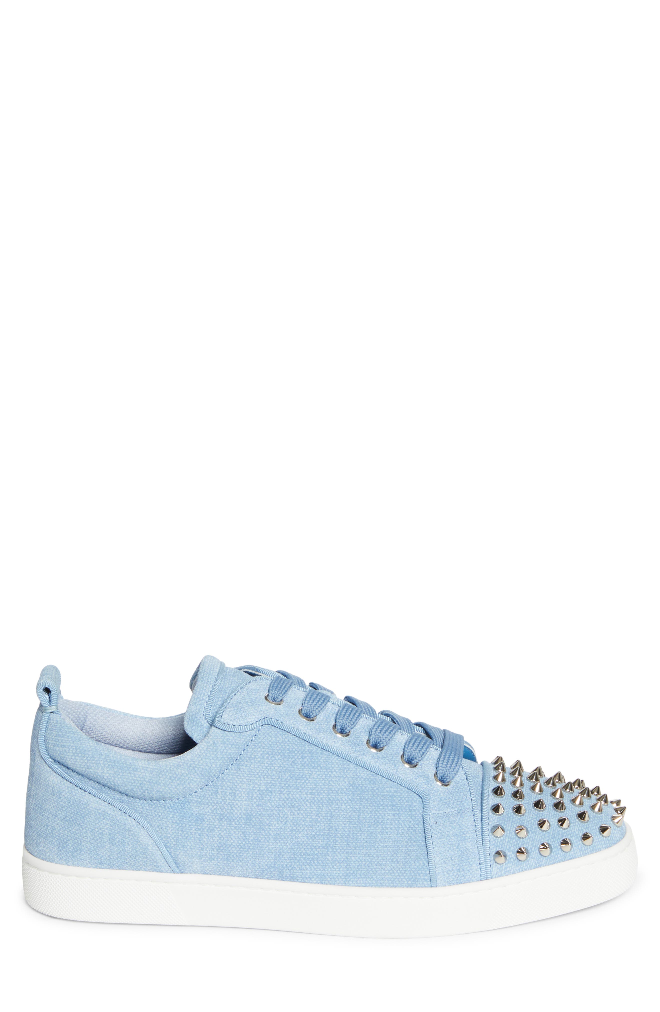 Christian Louboutin Louis Junior Spikes Orlato Sneaker, Alternate, color, Ceruleo/ Silver
