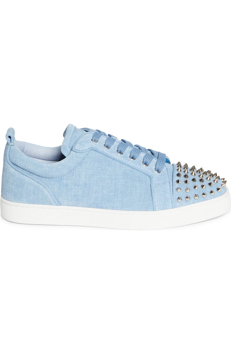 Christian Louboutin Louis Junior Spikes Orlato Sneaker, Alternate, color, Ceruleo/ Silver