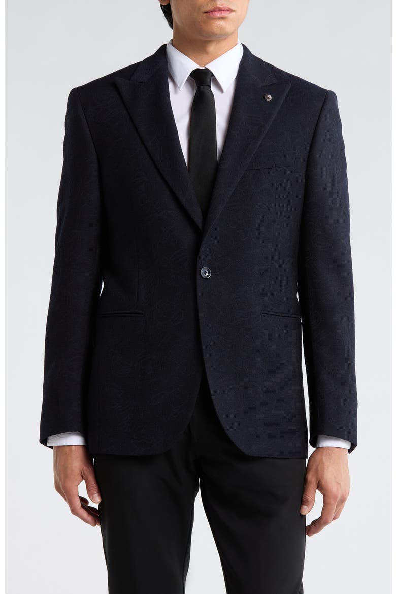 Erie Floral Stretch Wool Blazer, Main, color, NAVY