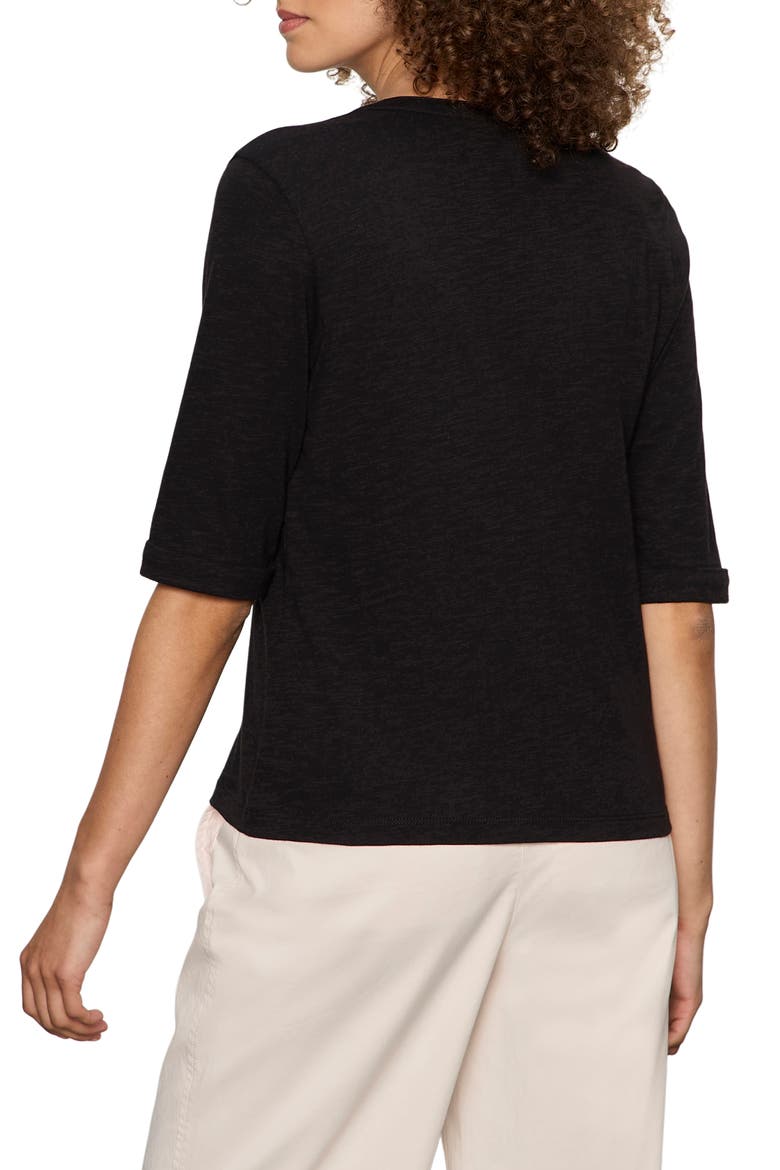 Rolled Sleeve V-Neck T-Shirt, Alternate, color, BLACK