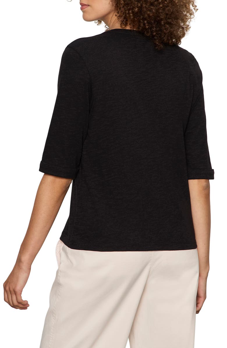 Sanctuary Rolled Sleeve V-Neck T-Shirt, Alternate, color, Black