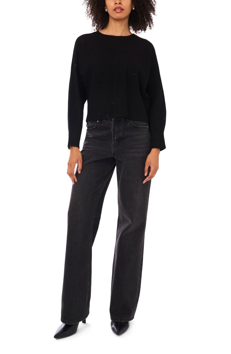 1.STATE Sparkle Crewneck Sweater, Alternate, color, Rich Black