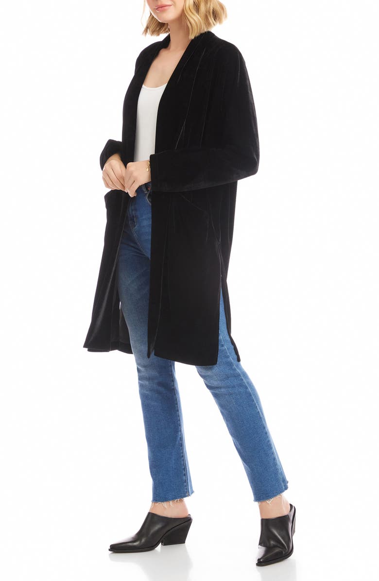 Karen Kane Velvet Duster, Alternate, color, Black