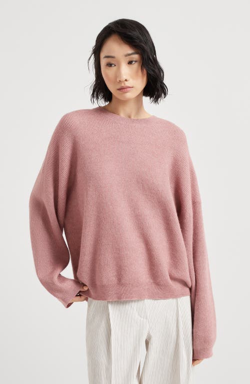 Brunello Cucinelli English Rib Knit Sweater In Pink
