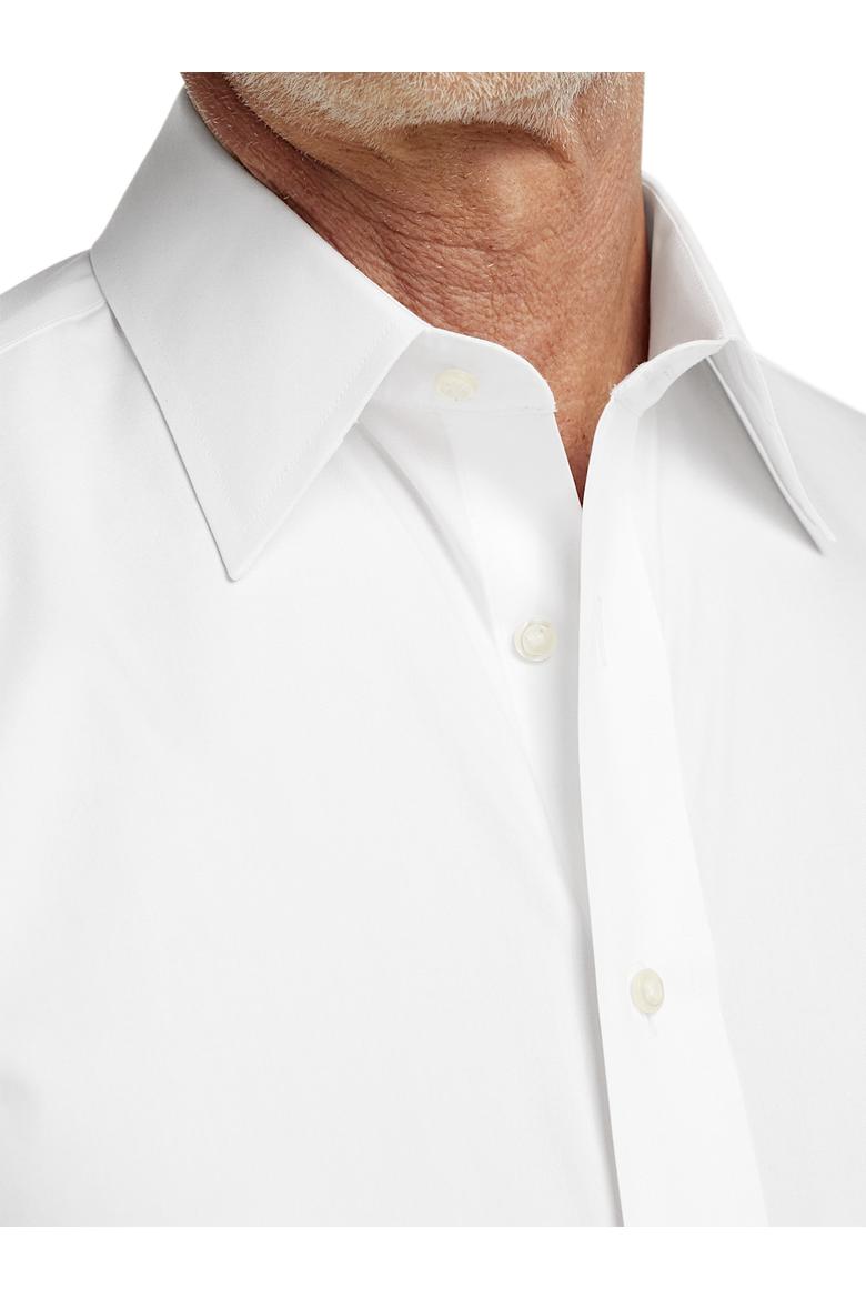Tailored Fit Non-iron Cotton Pinpoint Solid Point Collar Dress Shirt, Alternate, color, White