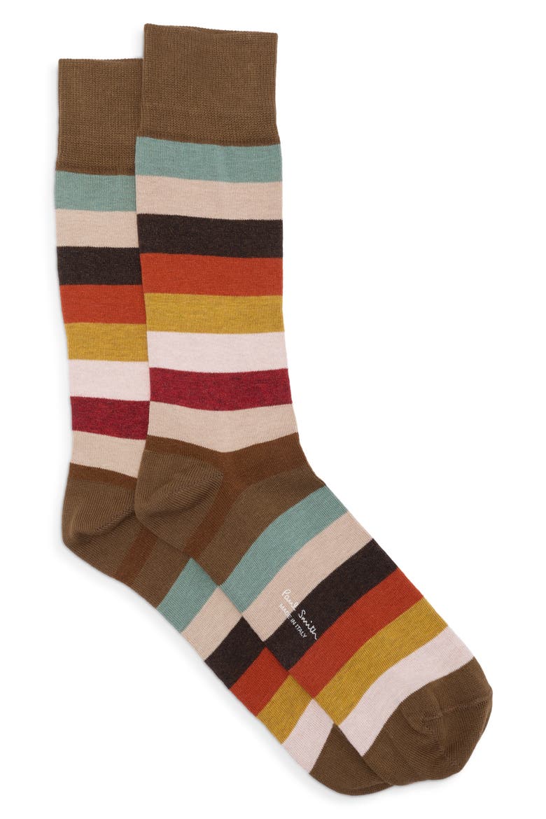 Craft Stripe Cotton Blend Dress Socks, Main, color, 92_MULTI COLOURED