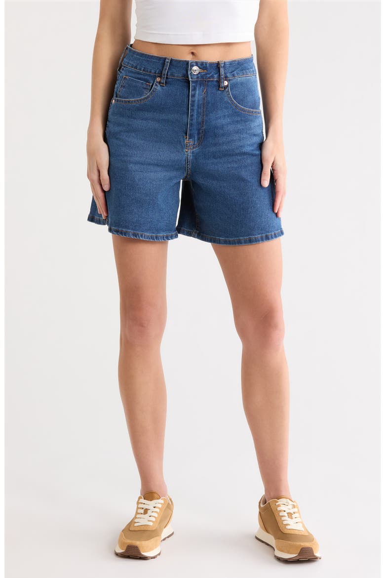 Side Slit Denim Shorts, Main, color, INDIGO