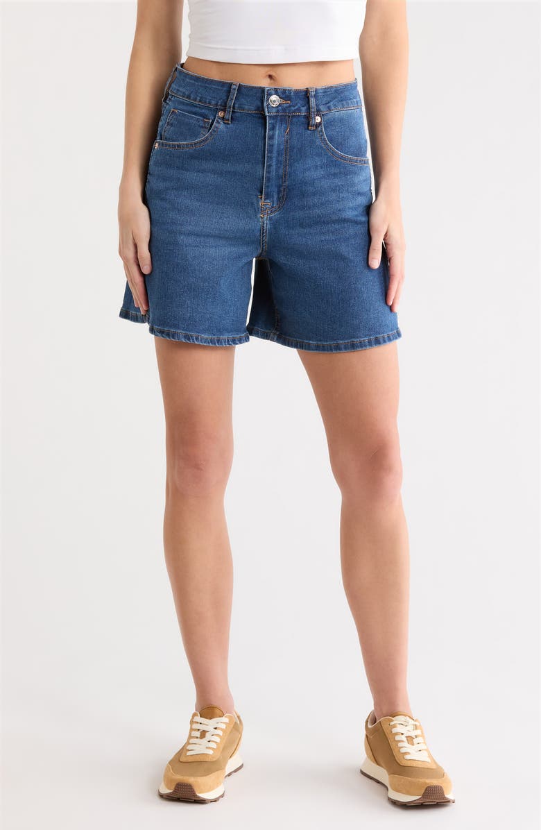 Vigoss Side Slit Denim Shorts, Main, color, Indigo