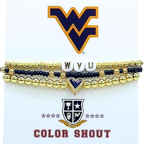 West Virginia University Love My College Bracelet Stack