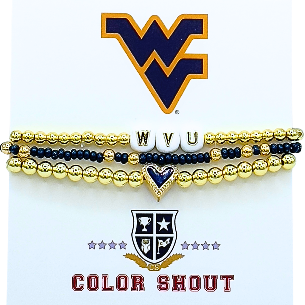 Color Shout West Virginia University Love My College Bracelet Stack In Burgundy