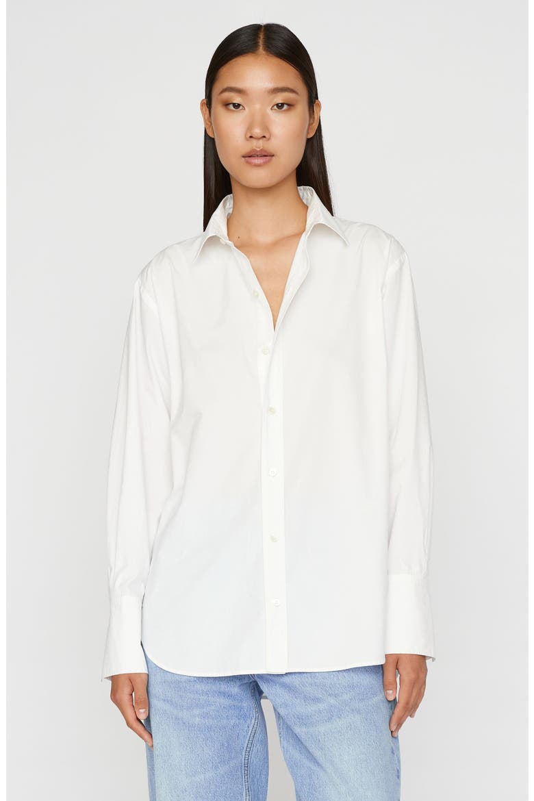 The Oversize Organic Cotton Button-Up Shirt, Alternate, color, BLANC