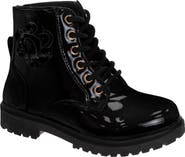 Kensie Girl Kids' Floral Faux Leather Combat Boot