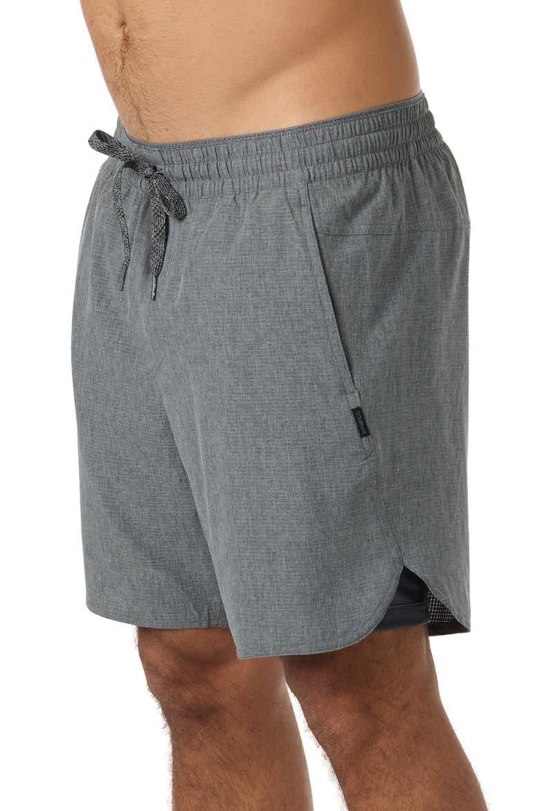 TRVLR Tech Lined Performance Hybrid Shorts, Alternate, color, HEATHER DARK SHADOW